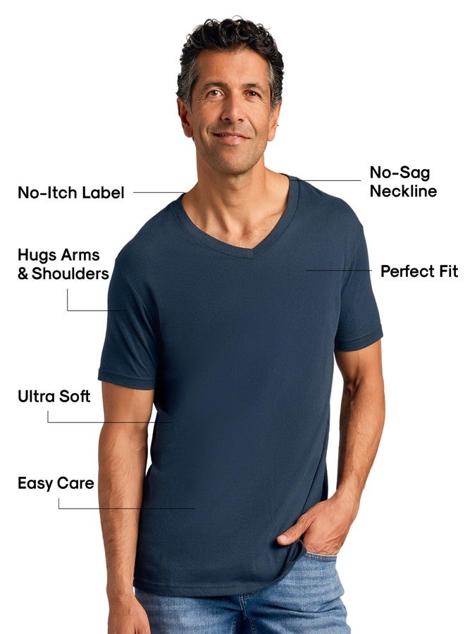 True Classic Mens V Neck T Shirts – Cotton V Neck T Shirts for Men, V-Neck Mens T-Shirts and Undershirts for Men Pack/Singles, Pack of 1, Navy, L - Image 2